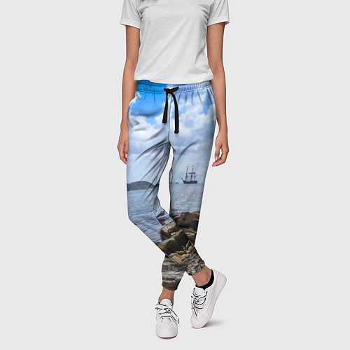 Женские брюки Парусник на горизонте океана / 3D-принт – фото 3