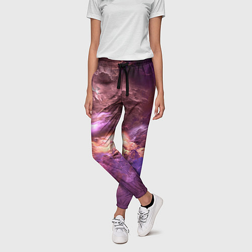 Женские брюки Необычное фиолетовое облако / 3D-принт – фото 3