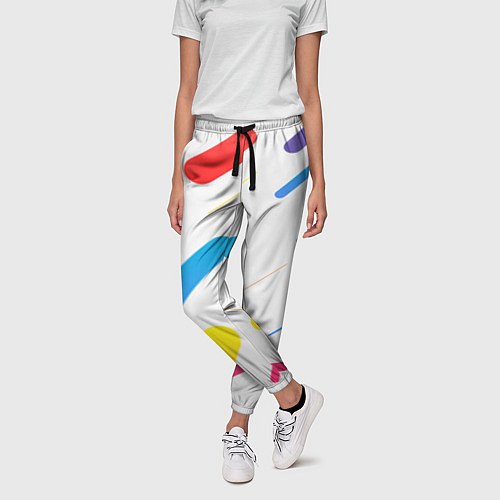 Женские брюки Разноцветные круги и полосы / 3D-принт – фото 3