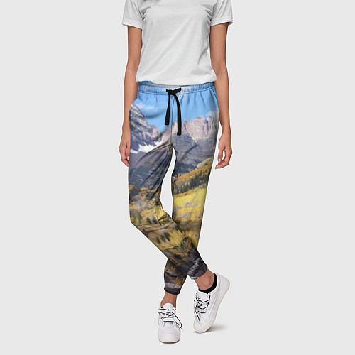 Женские брюки Красивая река между гор / 3D-принт – фото 3