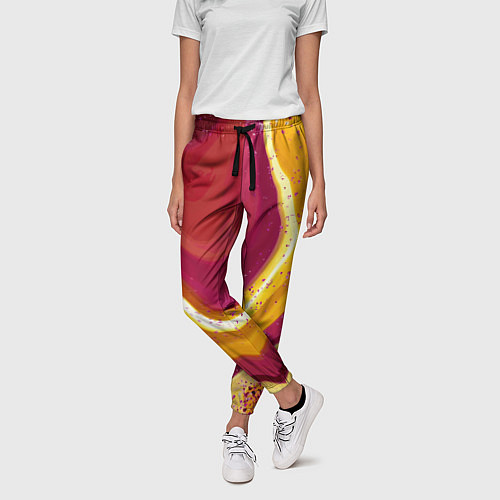 Женские брюки Бордово-оранжевый агат / 3D-принт – фото 3
