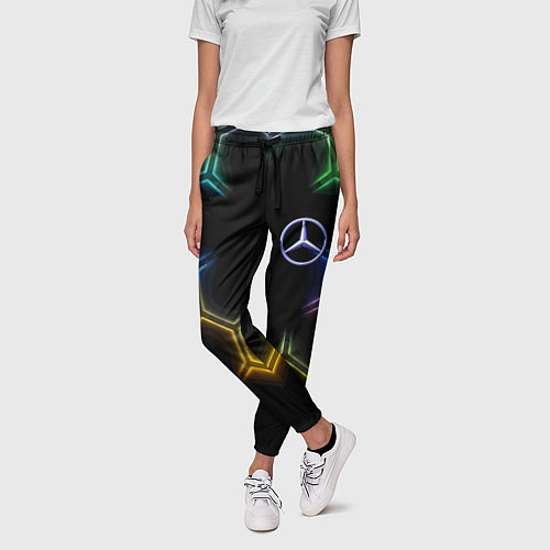 Женские брюки Mercedes - neon pattern / 3D-принт – фото 3