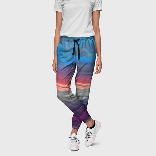 Женские брюки Цветной переливающийся абстрактный песок / 3D-принт – фото 3