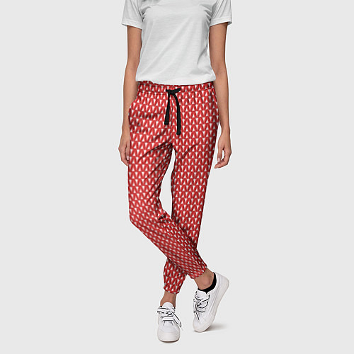 Женские брюки Вязанное полотно - Красное / 3D-принт – фото 3