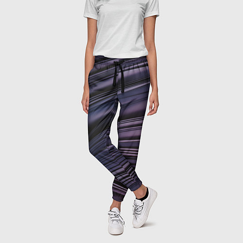 Женские брюки Волнообразные фиолетовые паттерны / 3D-принт – фото 3