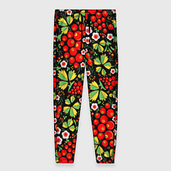 Женские брюки Русские узоры - цветы и ягоды