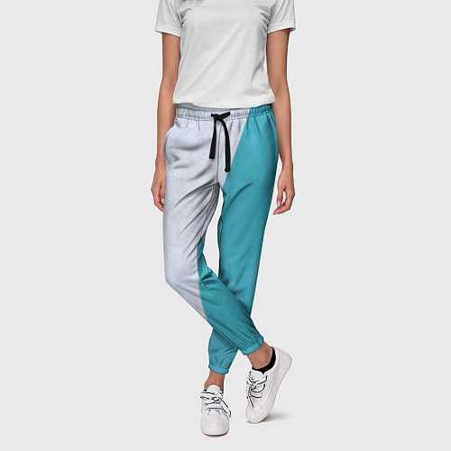 Женские брюки Абстрактный паттерн из двух цветов - серый и светл / 3D-принт – фото 3