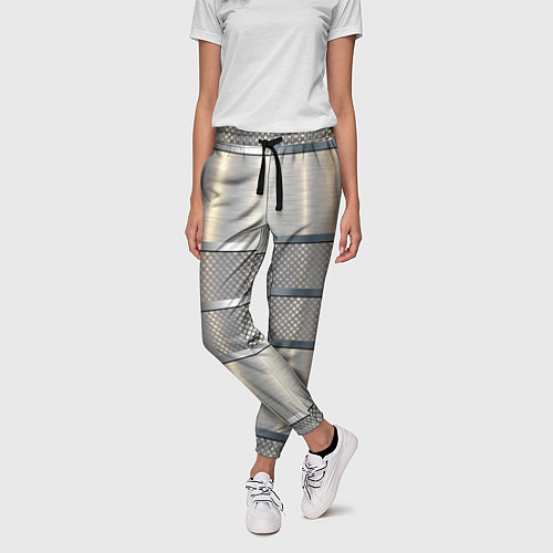 Женские брюки Металлические полосы - текстура алюминия / 3D-принт – фото 3