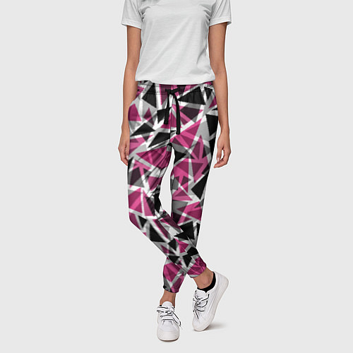 Женские брюки Геометрический абстрактный узор в вишнево серых и / 3D-принт – фото 3