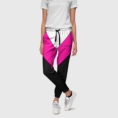 Женские брюки FIRM черный с розовой вставкой / 3D-принт – фото 3