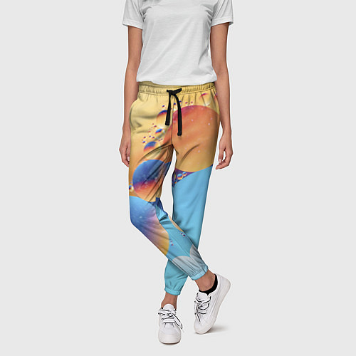 Женские брюки Абстрактные круги с разными красками / 3D-принт – фото 3