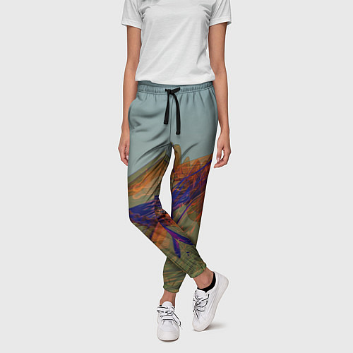 Женские брюки Волнообразные разноцветные музыкальные линии / 3D-принт – фото 3