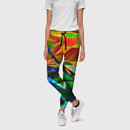 Женские брюки Разноцветное стекло / 3D-принт – фото 3