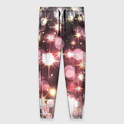 Брюки женские Сияние розовых и золотых блесток на черном фоне, цвет: 3D-принт