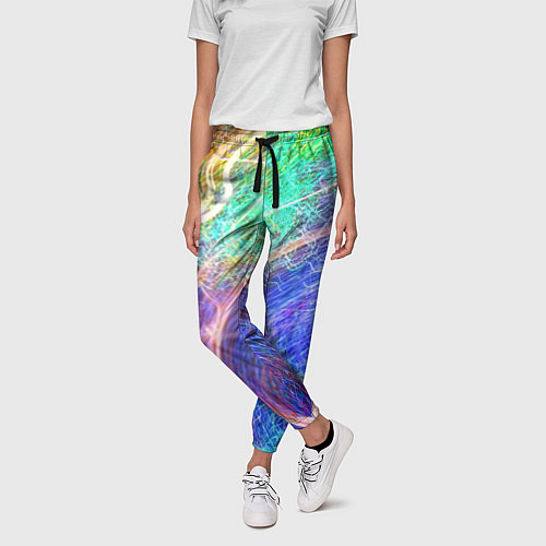 Женские брюки Абстрактные разноцветные молнии / 3D-принт – фото 3