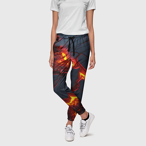 Женские брюки Красивая неоновая лава / 3D-принт – фото 3