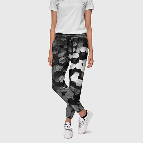 Женские брюки Карбоновые соты абстрация / 3D-принт – фото 3