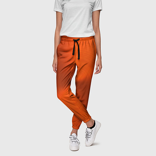 Женские брюки Оранжевый волнообразный дисковый узор / 3D-принт – фото 3