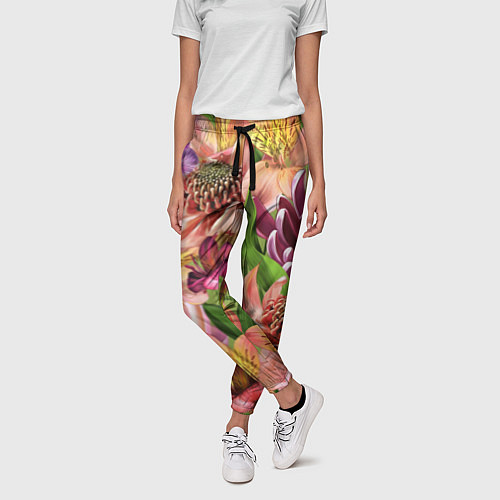 Женские брюки Райские цветы / 3D-принт – фото 3