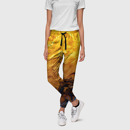 Женские брюки Абстрактное жидкое золото / 3D-принт – фото 3