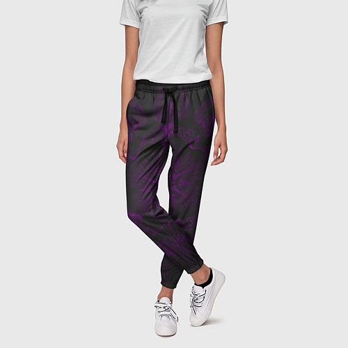 Женские брюки Фиолетовый узор / 3D-принт – фото 3