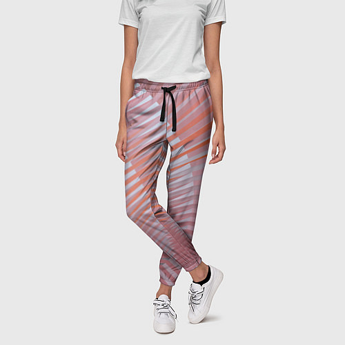 Женские брюки Абстрактные розовые волнообразные линии / 3D-принт – фото 3