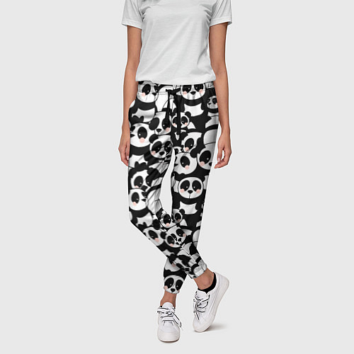 Женские брюки Чёрно-белые панды / 3D-принт – фото 3