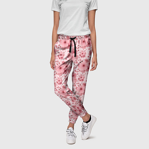 Женские брюки Розовые цветы узор / 3D-принт – фото 3