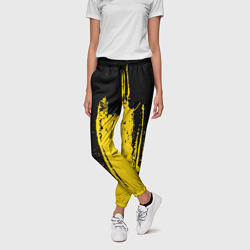Женские брюки Фонтан бурлящей желтой краски / 3D-принт – фото 3