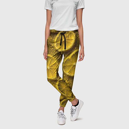 Женские брюки Сочный паттерн из долек лимона / 3D-принт – фото 3
