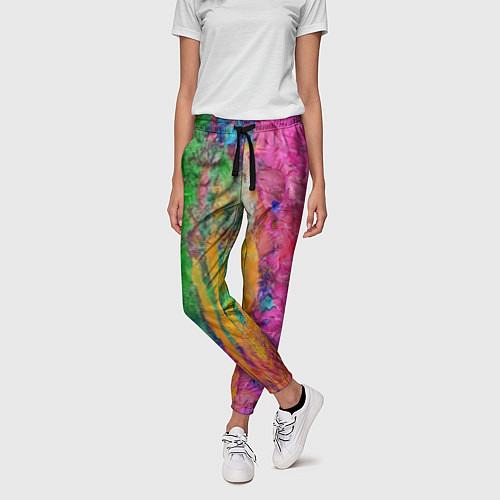 Женские брюки Грубые разноцветные мазки краски / 3D-принт – фото 3