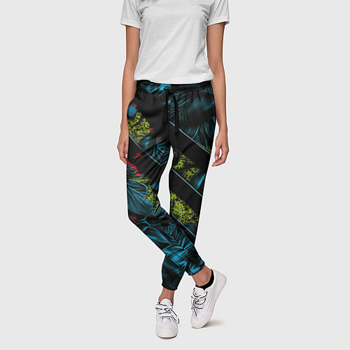 Женские брюки Зеленая объемная абстракция / 3D-принт – фото 3