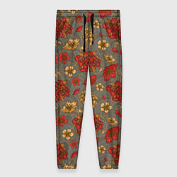 Брюки женские Японские цветы-пионы, цвет: 3D-принт