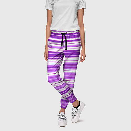 Женские брюки Фиолетовые полосы / 3D-принт – фото 3