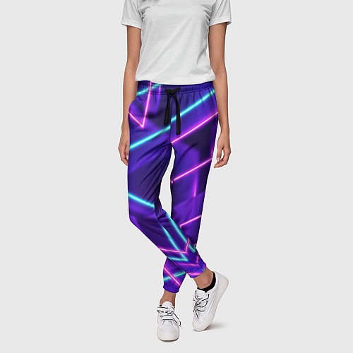 Женские брюки Светящиеся разноцветные полосы / 3D-принт – фото 3
