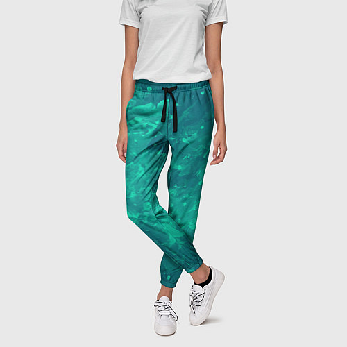 Женские брюки Художественный зелёный / 3D-принт – фото 3