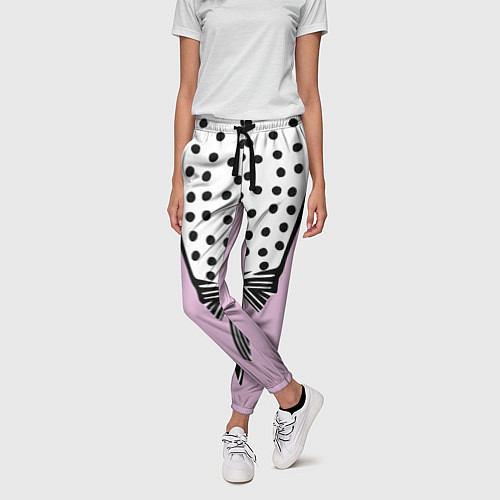 Женские брюки Костюм Барби: черный горох с полосатым бантом / 3D-принт – фото 3