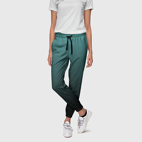Женские брюки Градиент зелено-черный / 3D-принт – фото 3