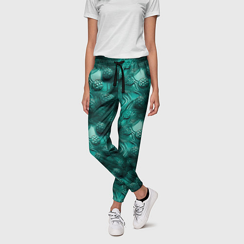 Женские брюки Абстрактные зеленые шишки / 3D-принт – фото 3