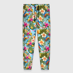 Женские брюки Разноцветные цветочки гавайские