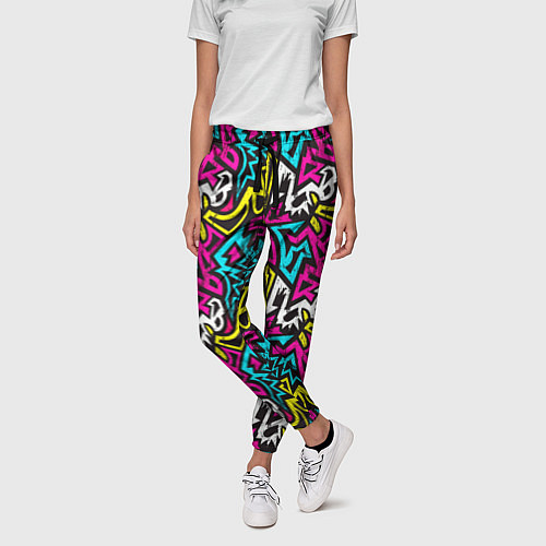 Женские брюки Цветные зигзаги Colored zigzags / 3D-принт – фото 3