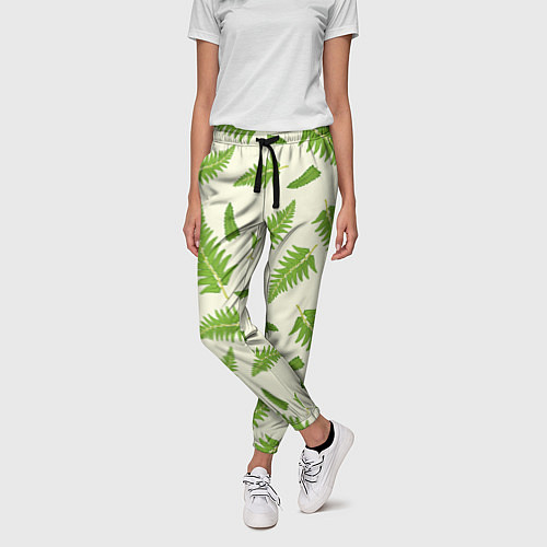 Женские брюки Лесной зеленый папоротник / 3D-принт – фото 3