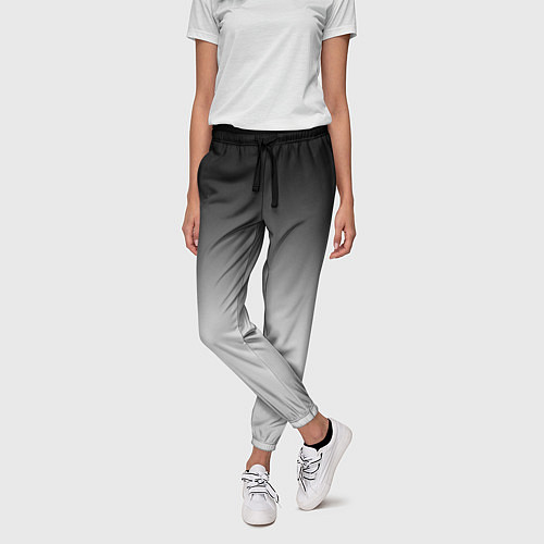 Женские брюки Black and white gradient / 3D-принт – фото 3