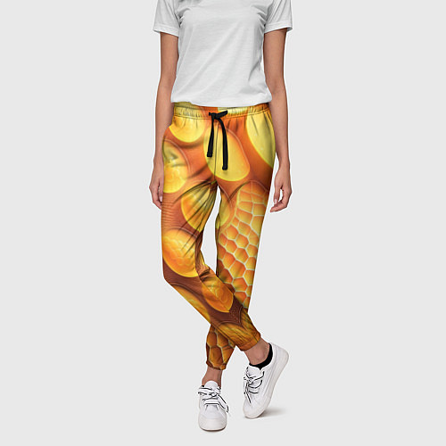 Женские брюки Оранжевые круглые плиты / 3D-принт – фото 3
