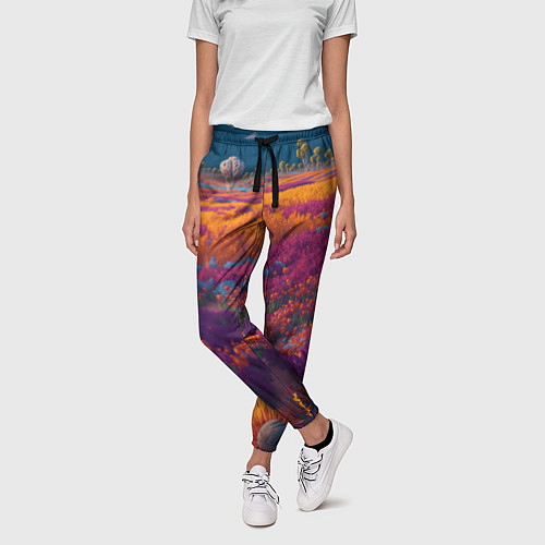 Женские брюки Цветочный луг / 3D-принт – фото 3