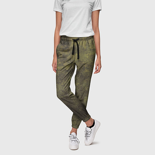Женские брюки Текстура - Dirty green / 3D-принт – фото 3