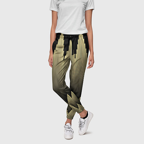 Женские брюки Золотые ромбы на черном / 3D-принт – фото 3