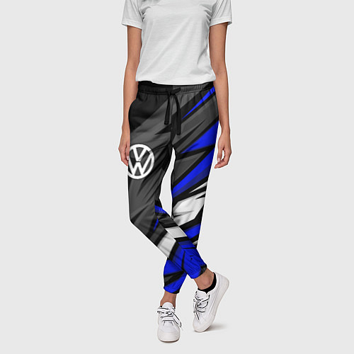 Женские брюки Volkswagen - Синяя абстракция / 3D-принт – фото 3