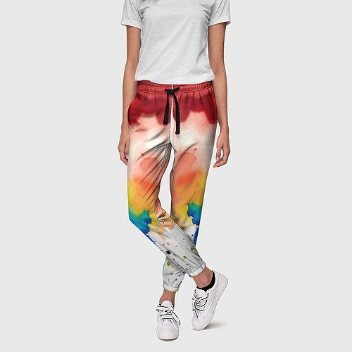 Женские брюки Цветная монотипия - поп-арт / 3D-принт – фото 3