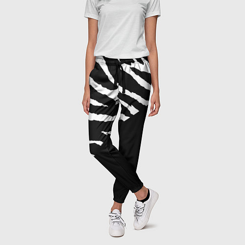 Женские брюки Полосы зебры с черным / 3D-принт – фото 3